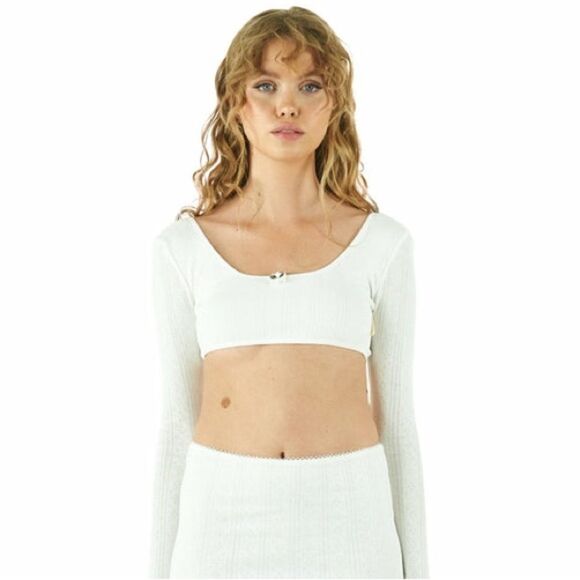 MY MUM MADE IT Pointelle Tie Long Sleeve Crop M-L - Picture 2 of 8